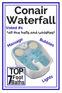 We love the Conair Water fall. It's the fanciest of the top 7 foot baths on our list. 